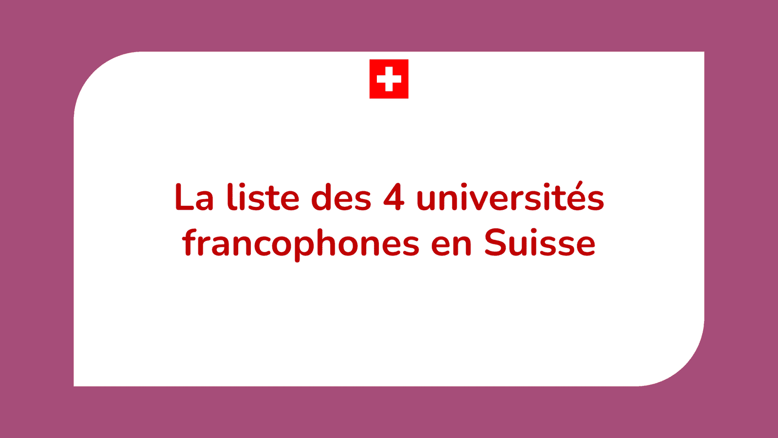 universités francophones en Suisse